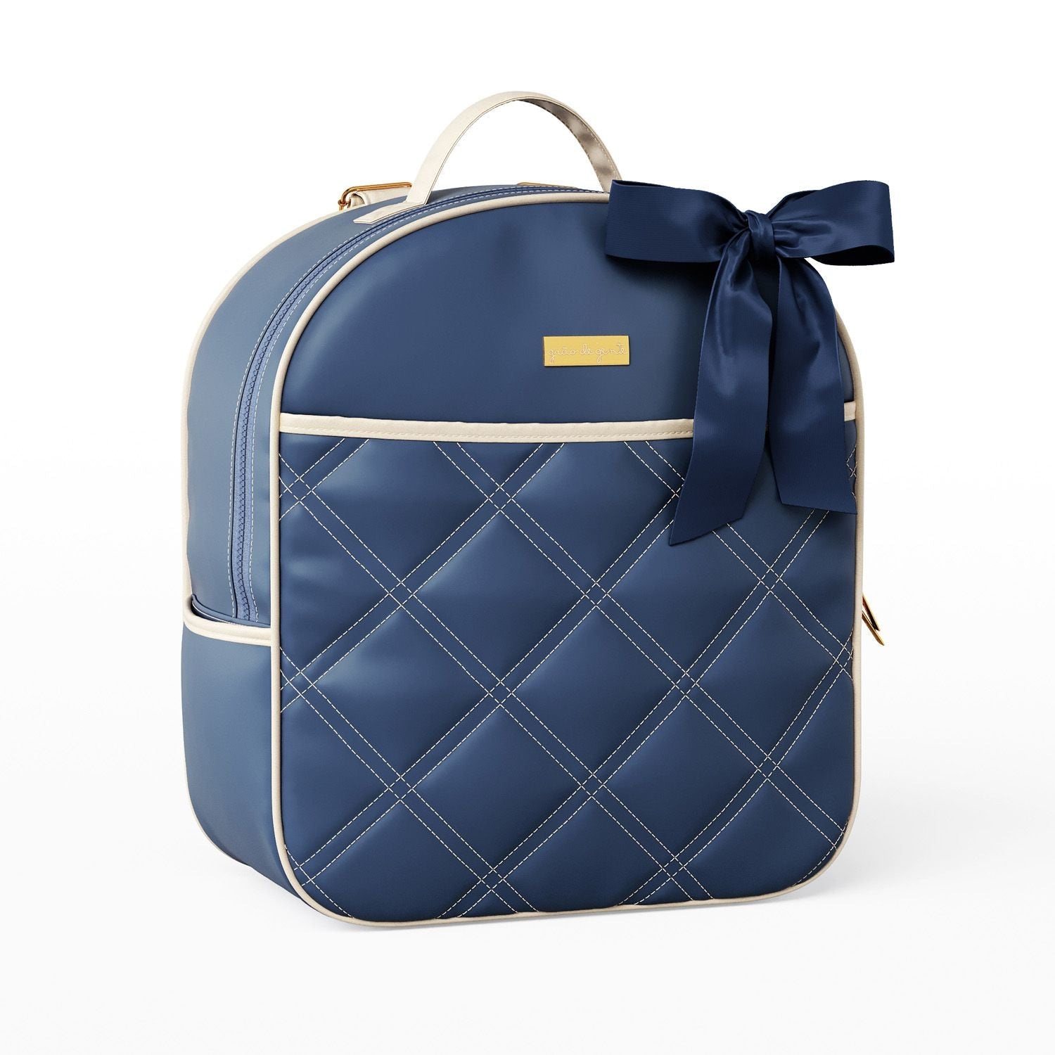 3 Piece Navy Blue and Beige Luxury Diaper Bag Set