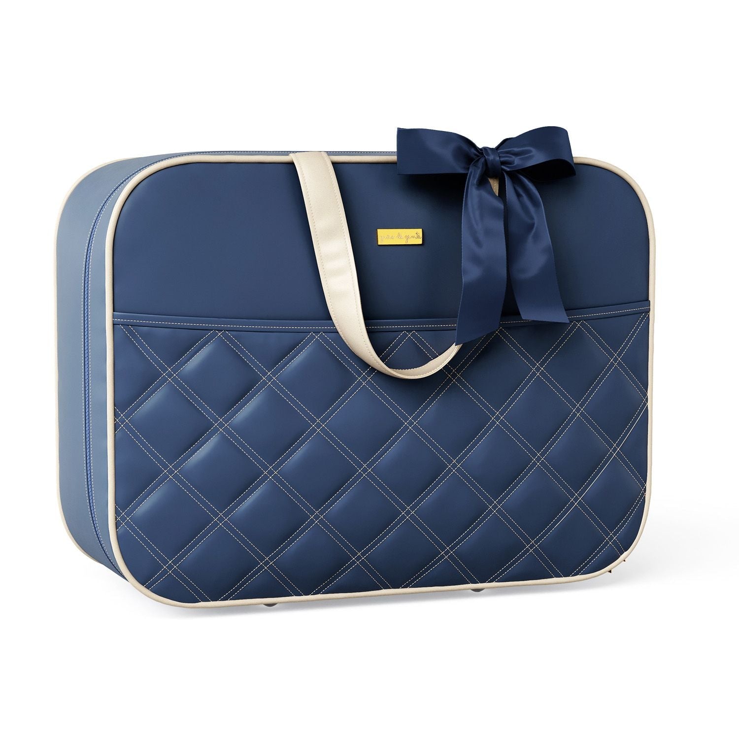 3 Piece Navy Blue and Beige Luxury Diaper Bag Set