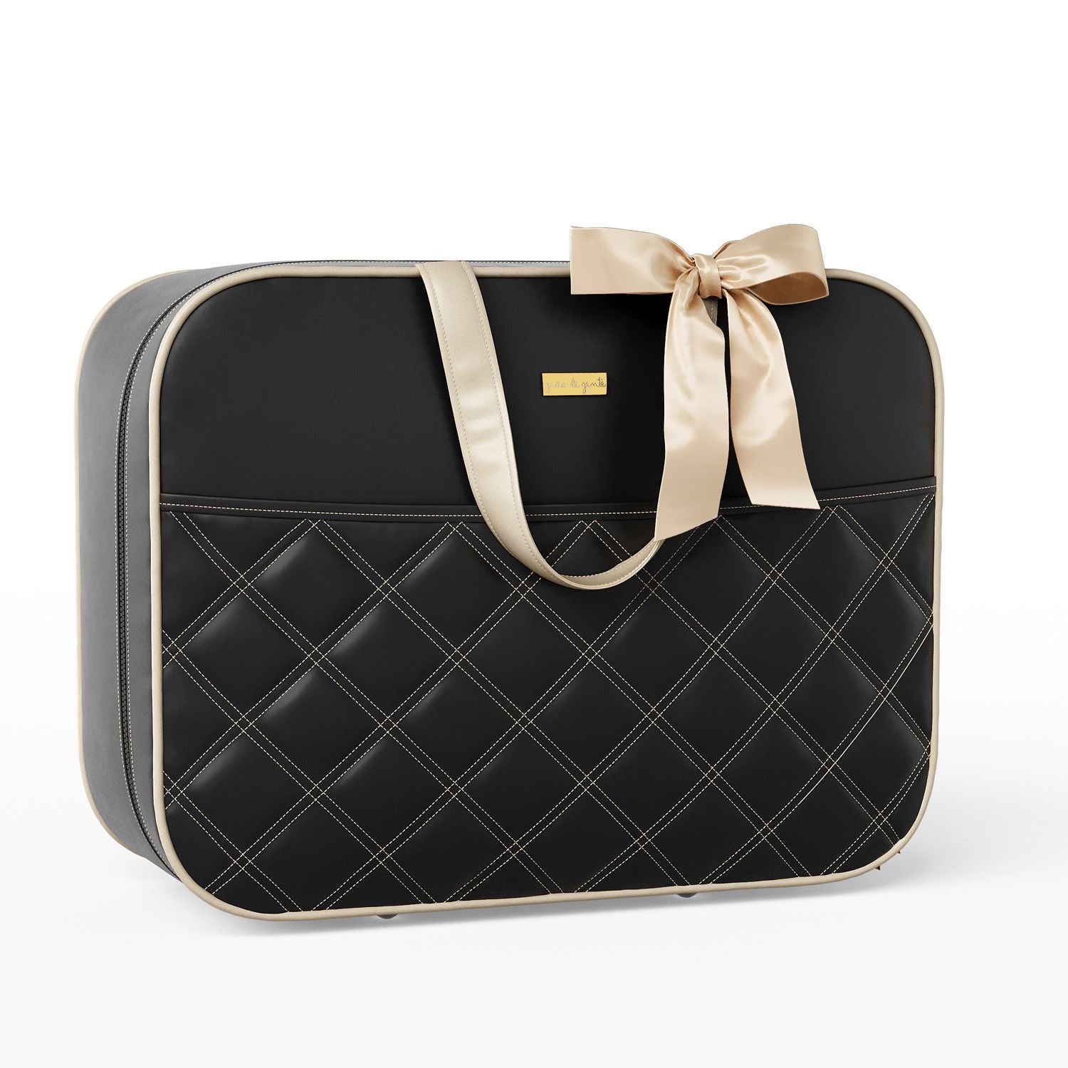 3 Piece Black and Beige Luxury Diaper Bag Set