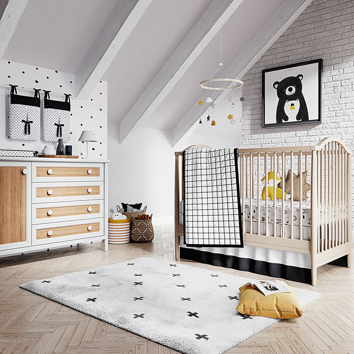 3 Piece Scandinavian Forest Crib Bedding Set