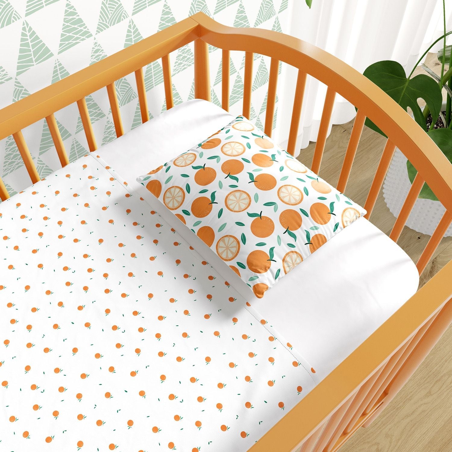 3 Piece Oranges Crib Sheet Set