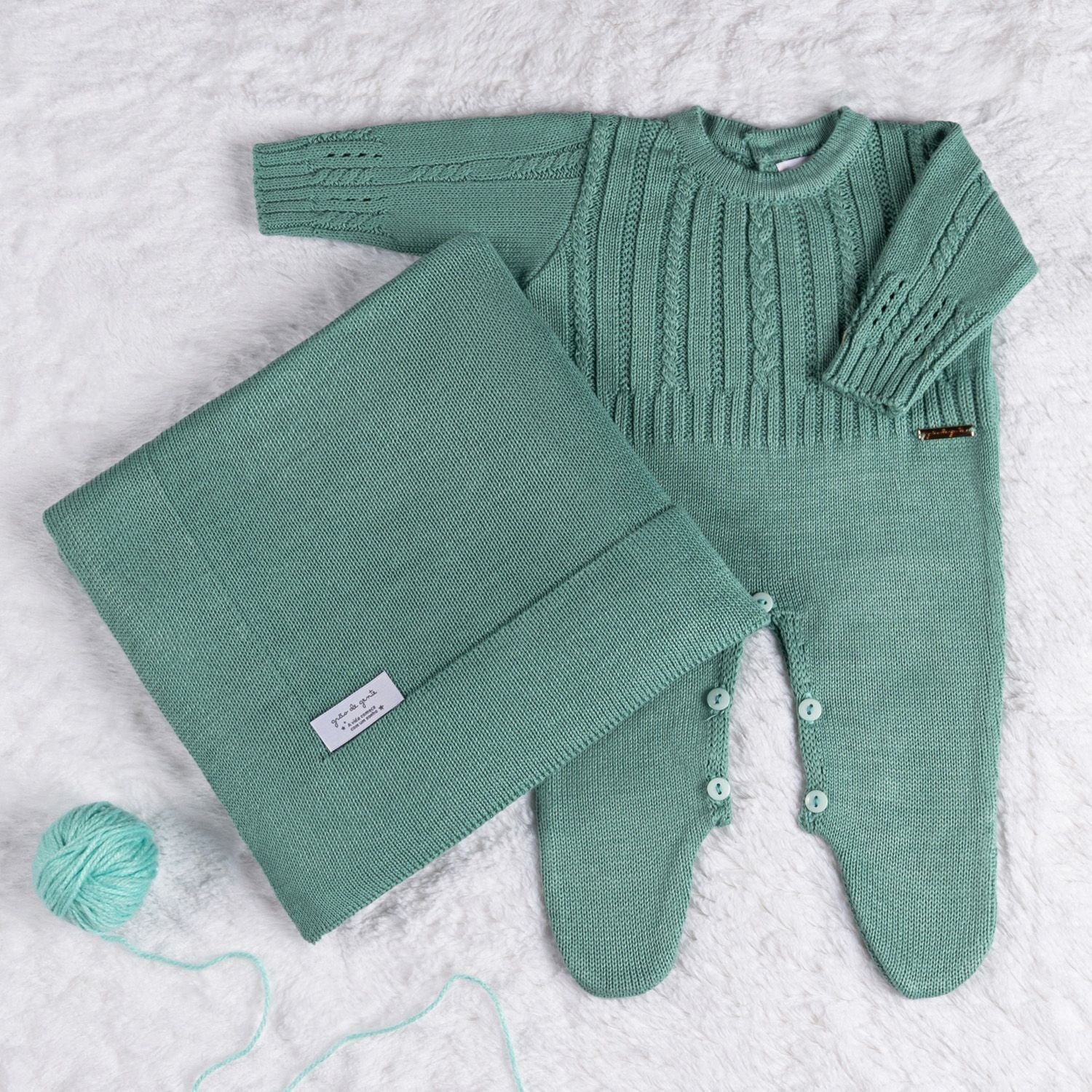 2 Piece Pistachio Green Knitted Newborn Coming Home Set