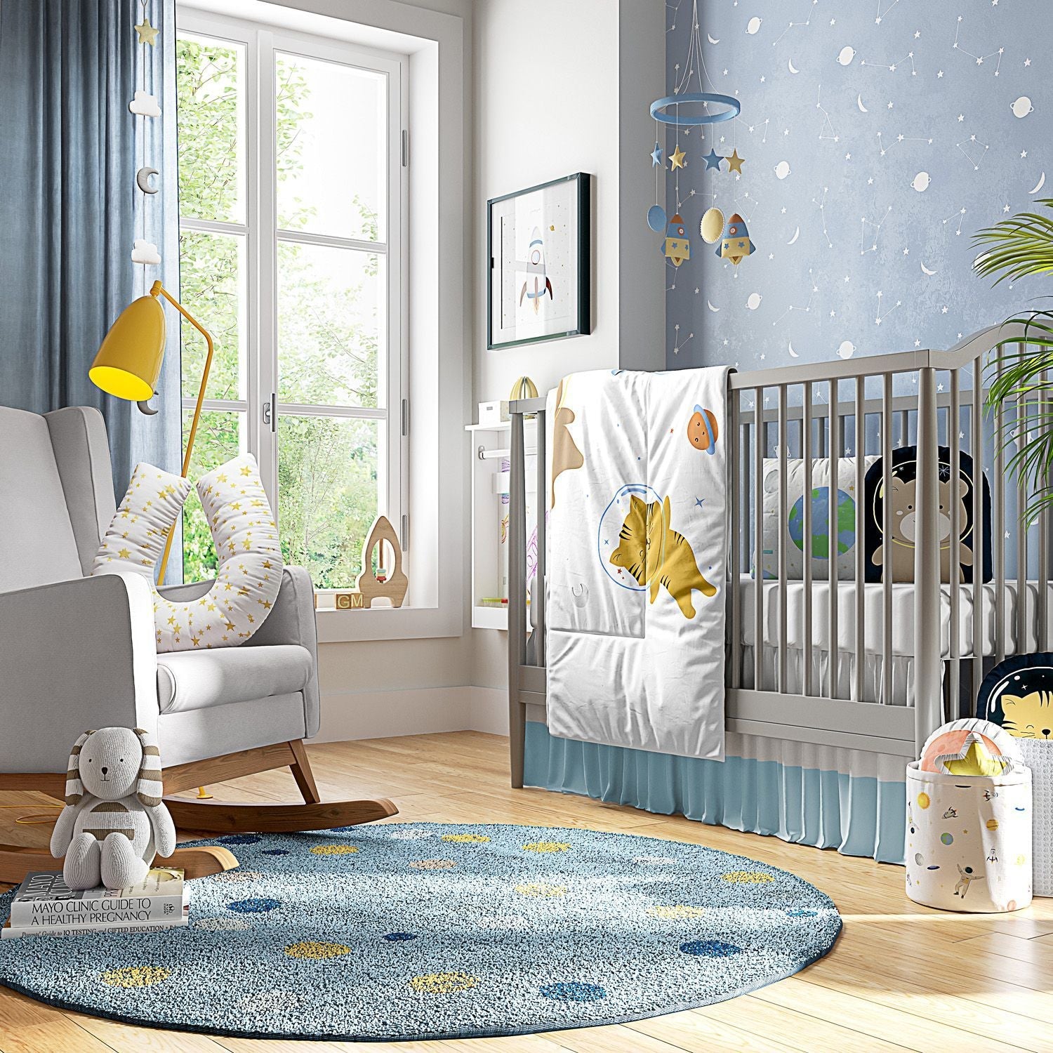 4 Piece Astronaut Buddies Crib Bedding Set