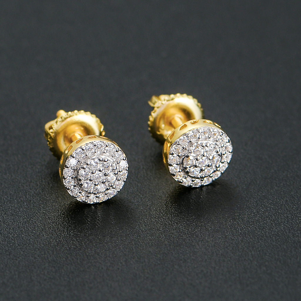 TRENDY EARRINGS S925 SILVER HIP HOP EARRING MICRO PAVED ZIRCON ROUND STUD EARRING FOR MEN/WOMEN