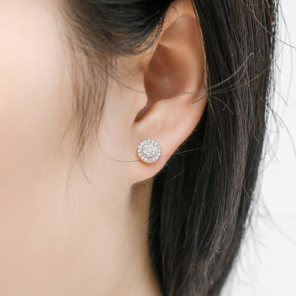 TRENDY EARRINGS S925 SILVER HIP HOP EARRING MICRO PAVED ZIRCON ROUND STUD EARRING FOR MEN/WOMEN