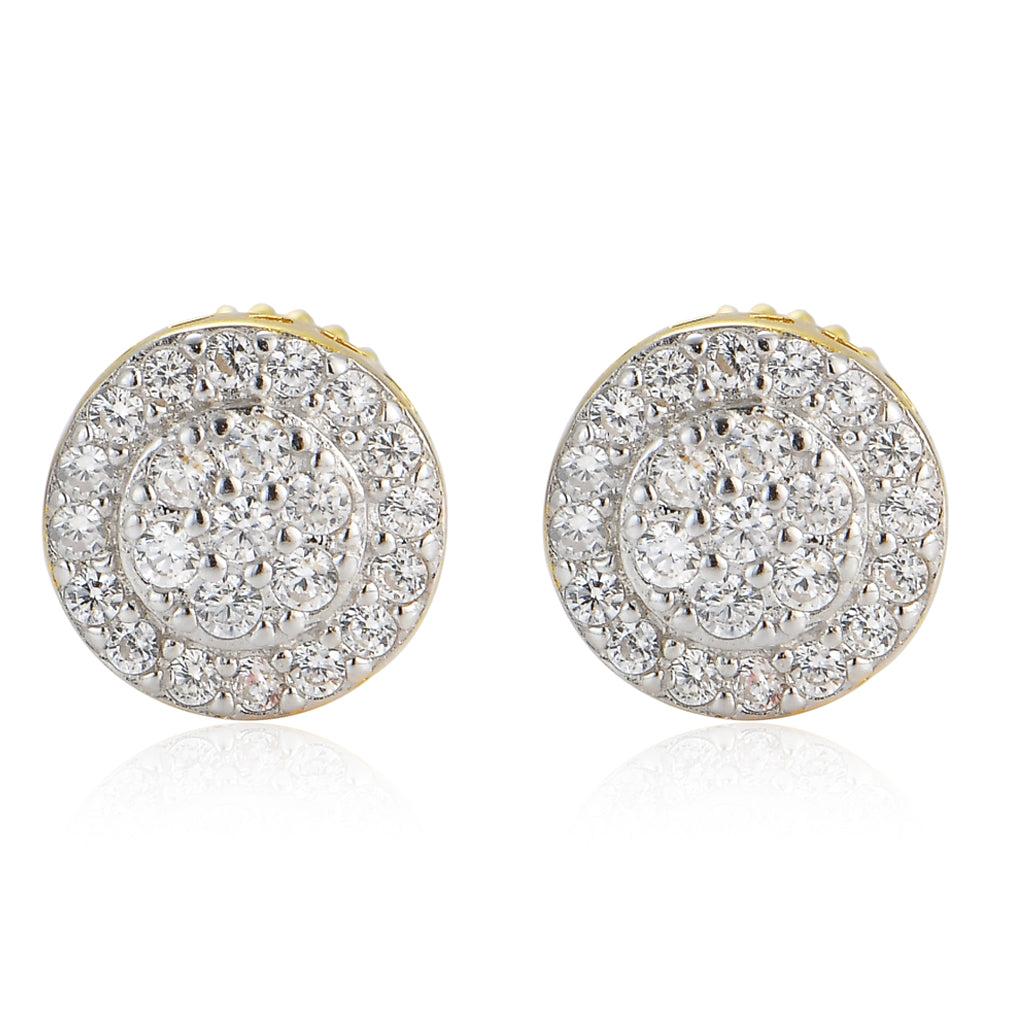 TRENDY EARRINGS S925 SILVER HIP HOP EARRING MICRO PAVED ZIRCON ROUND STUD EARRING FOR MEN/WOMEN