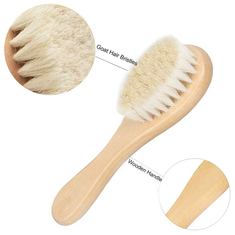 WOODEN HANDLE SUPER SOFT GOAT BRISTLES BABY HAIR BRUSH