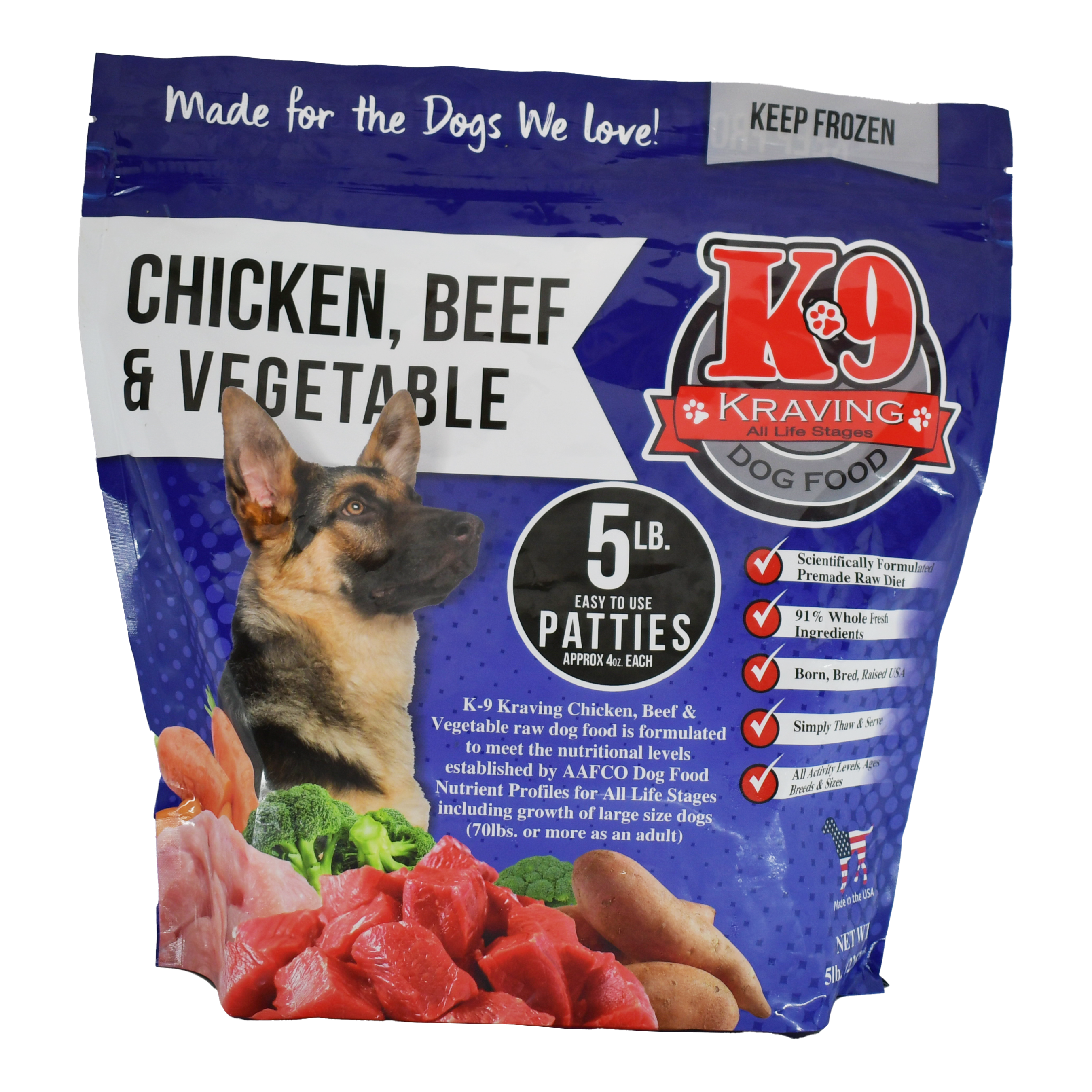 K9 Kraving 5lb Chicken, Beef & Vegetable Patties