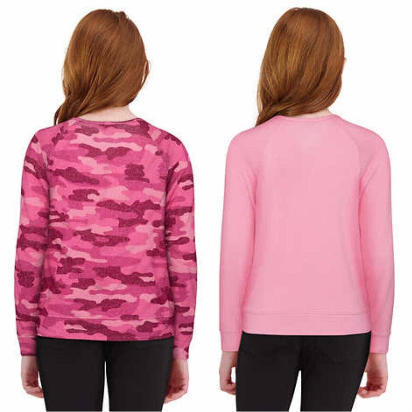 Lucky Brand Girls 2-Pack Long Sleeve Tee Knit Top Camo Sweatshirt