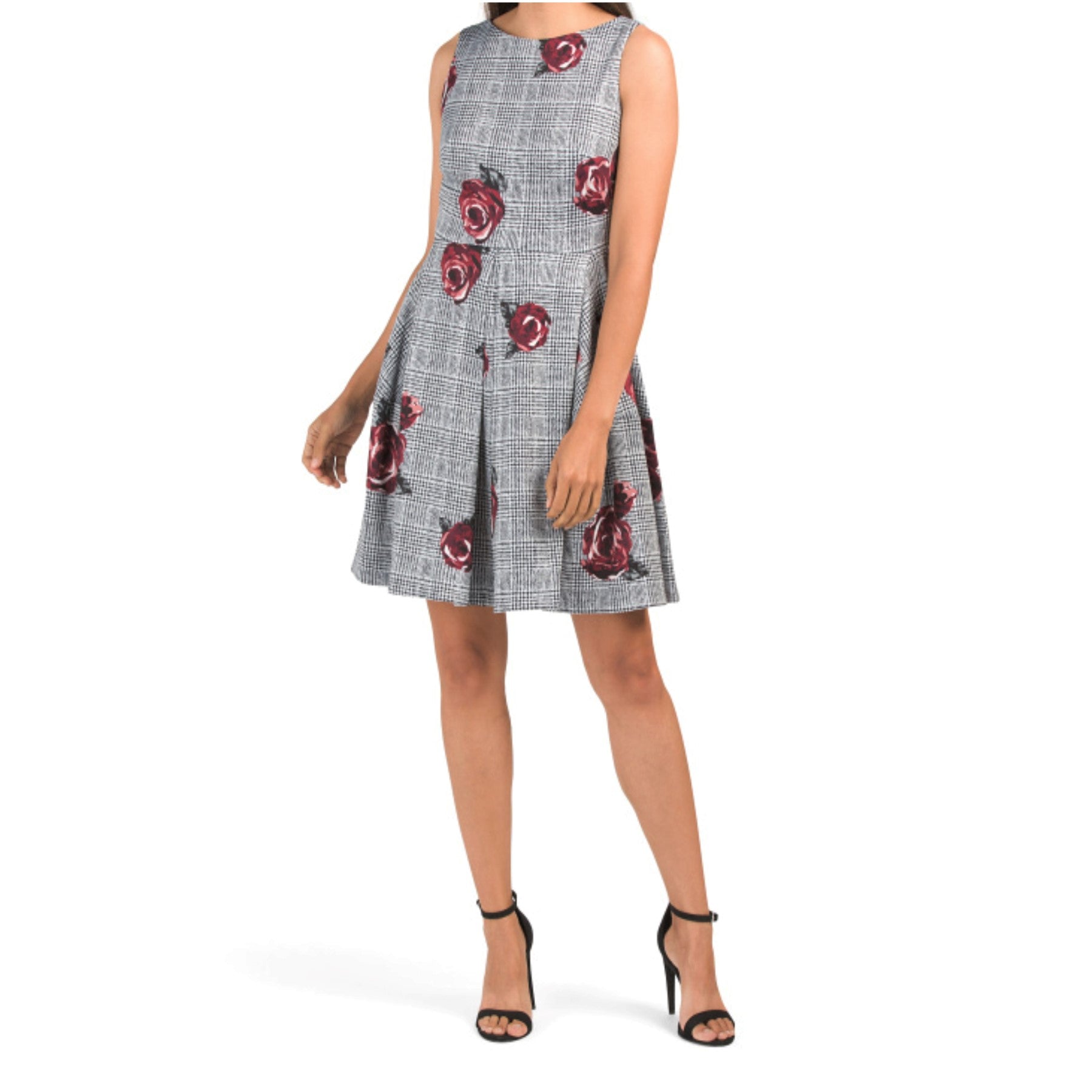 TAYLOR Floral Print Fit & Flare Pleated Mini Dress