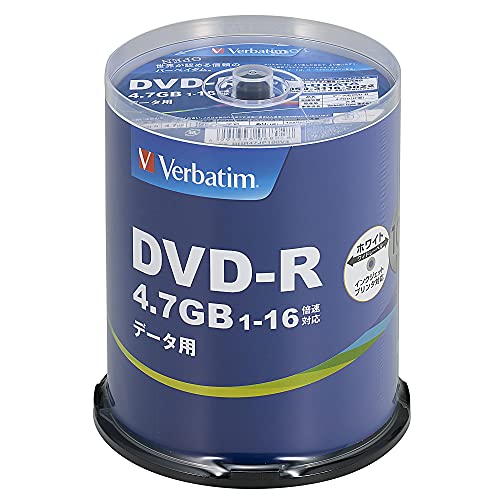 100 Verbatim Blank DVD-R Data Discs 4.7GB 1x-16x Inkjet Printable DHR47JP100V4