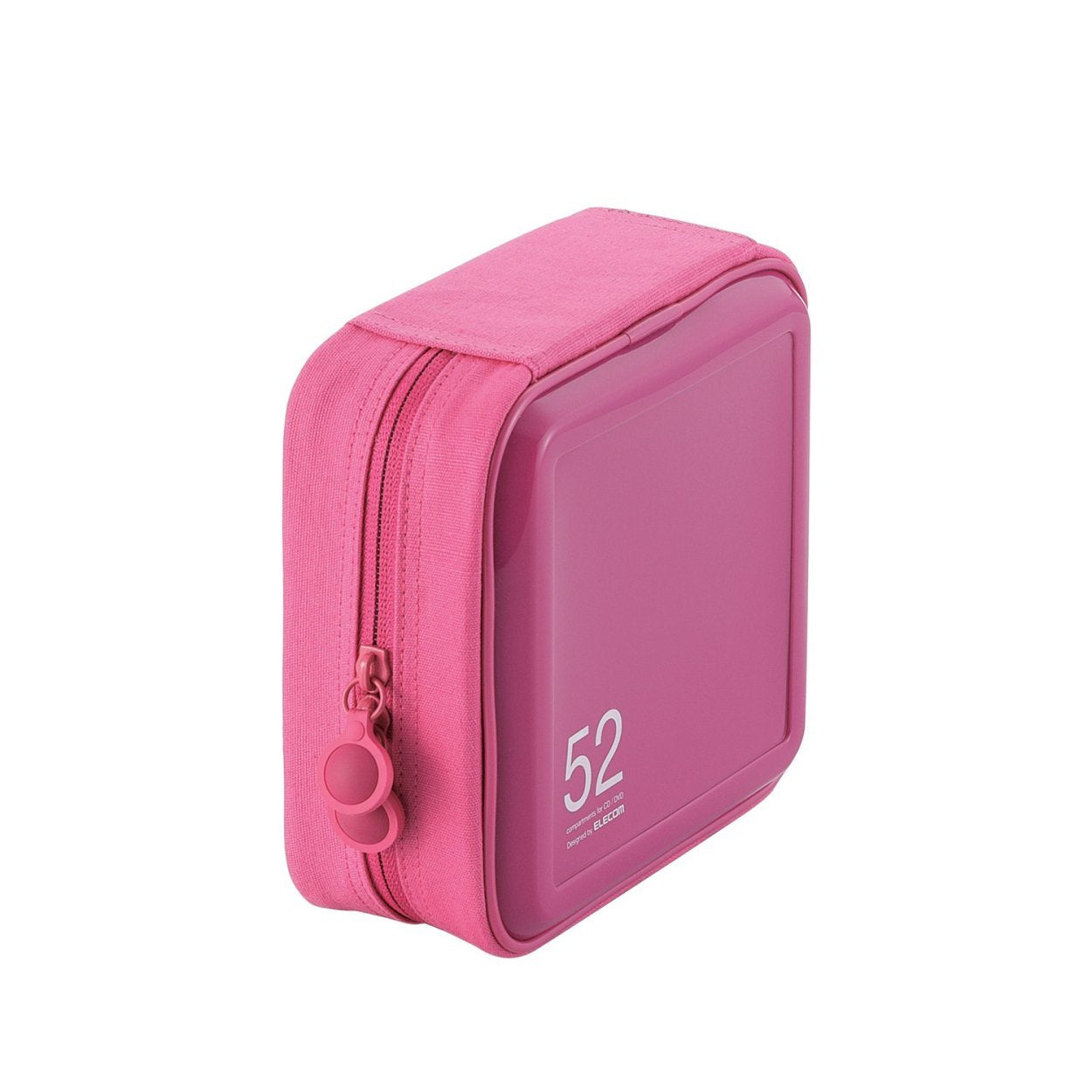 ELECOM case pink DVD CD CCD-H52PN 52 sheets semi-hard zip closure storage NEW