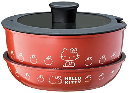 Skater HELLO KITTY Sanrio 4pcs Set Pot Frying Pan Glass Lid Detachable Handle