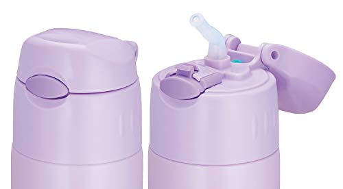 Thermos water bottle light purple 550 ml vacuum insulation straw bottle FHL-551