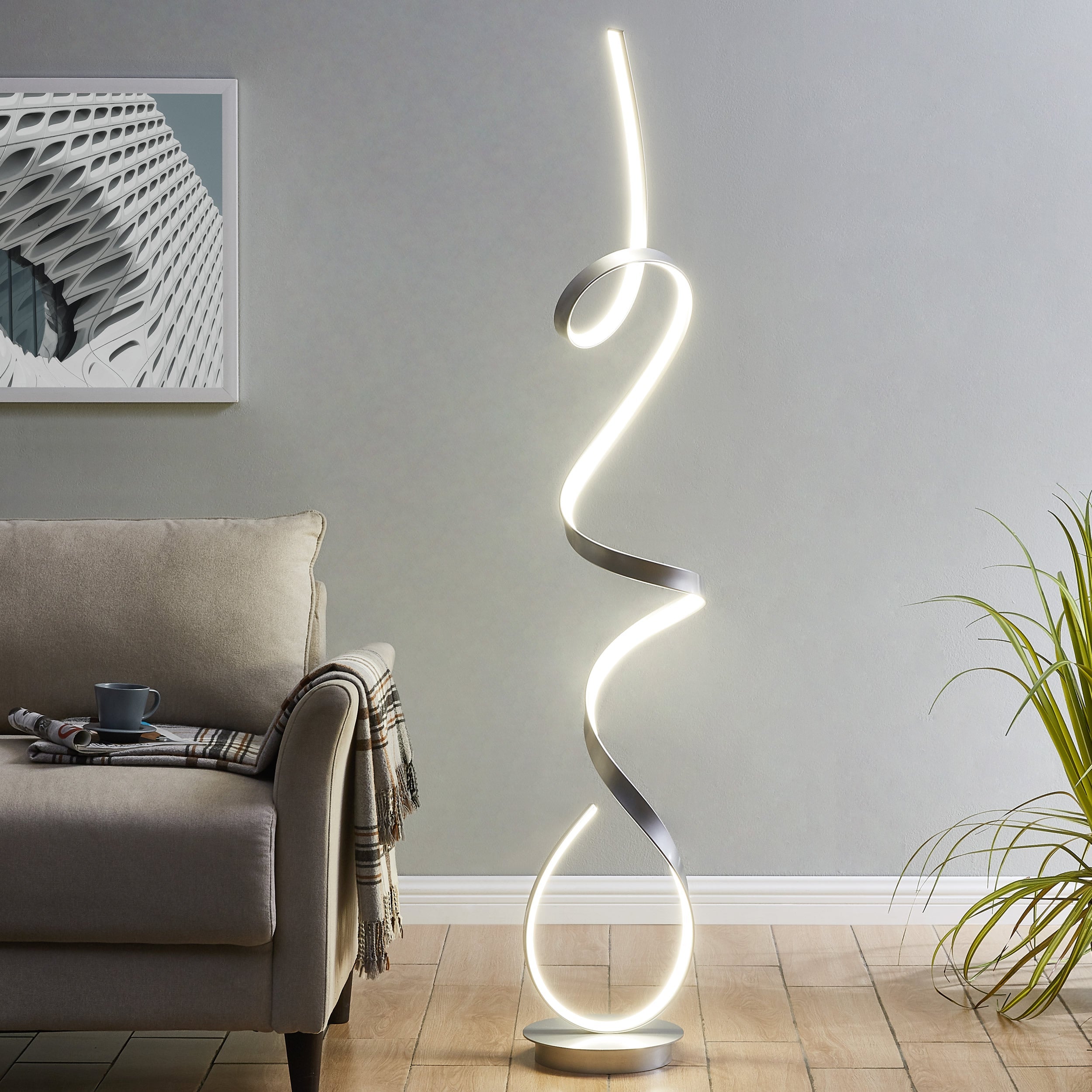 Amsterdam LED Silver 63-Inch Floor Lamp - Dimmable