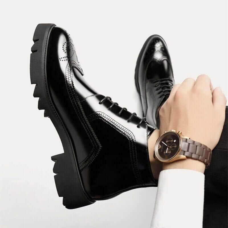 MenAddicts Leather Formal Boots | Business Black Sophistication