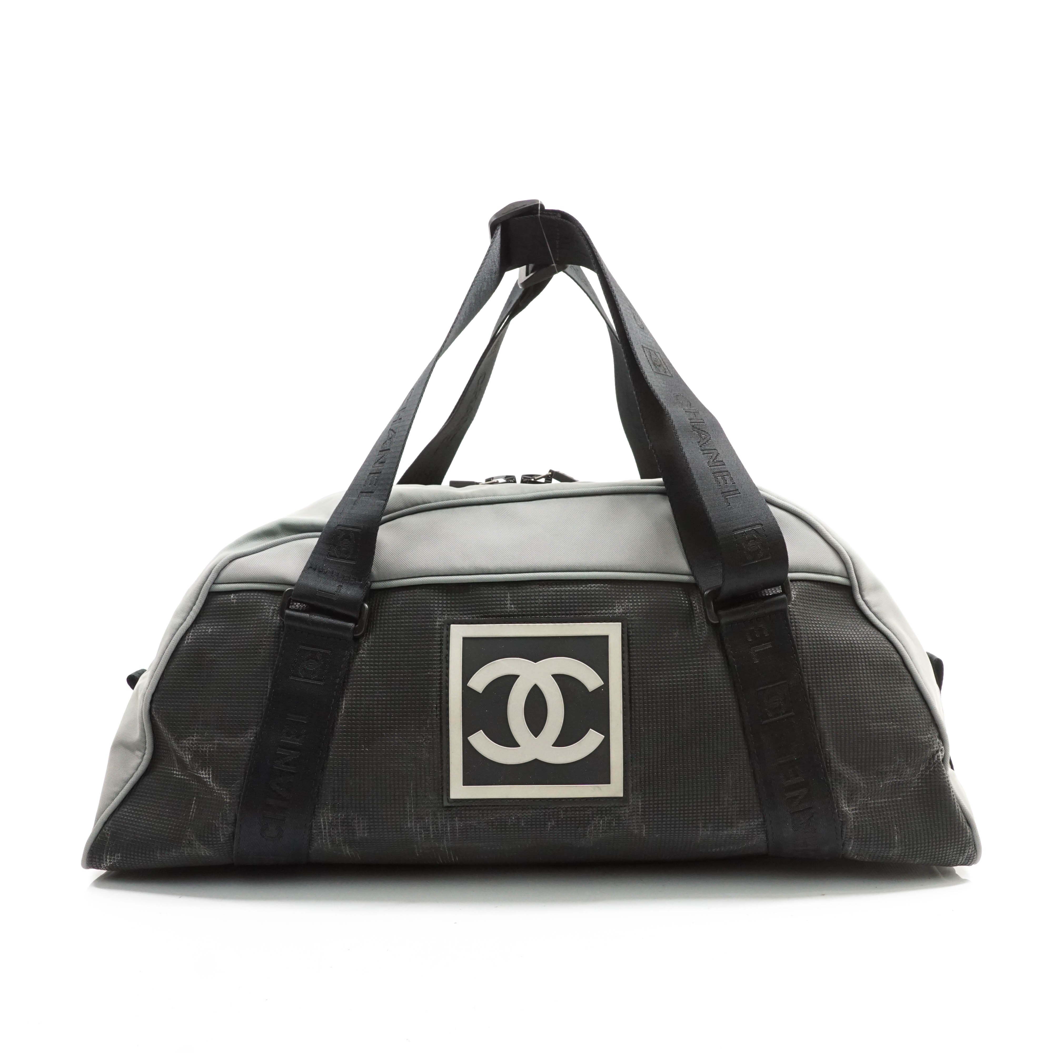 Chanel Boston Bag Nylon Gray