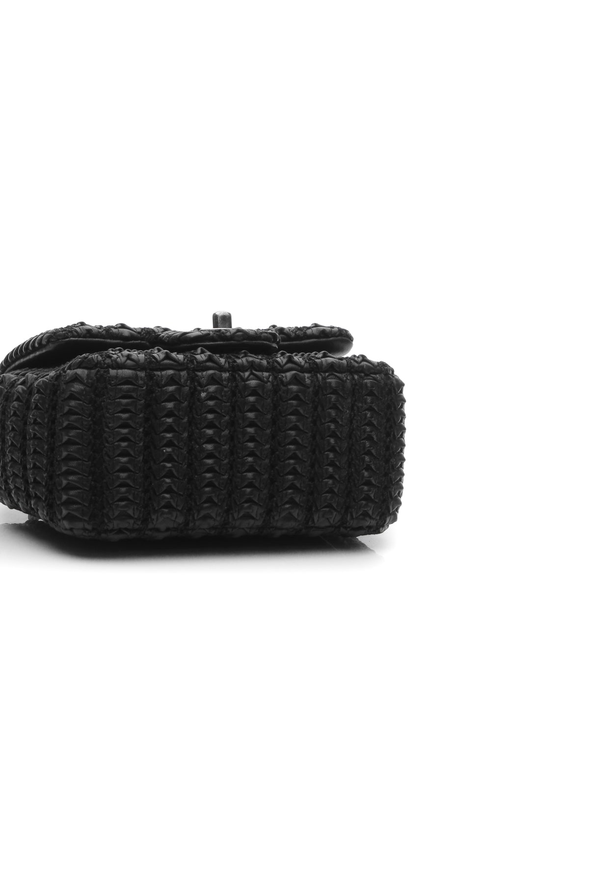 Crochet Small Flap Bag - Black