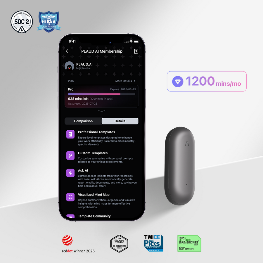 PLAUD NotePin & AI Annual Pro Plan
