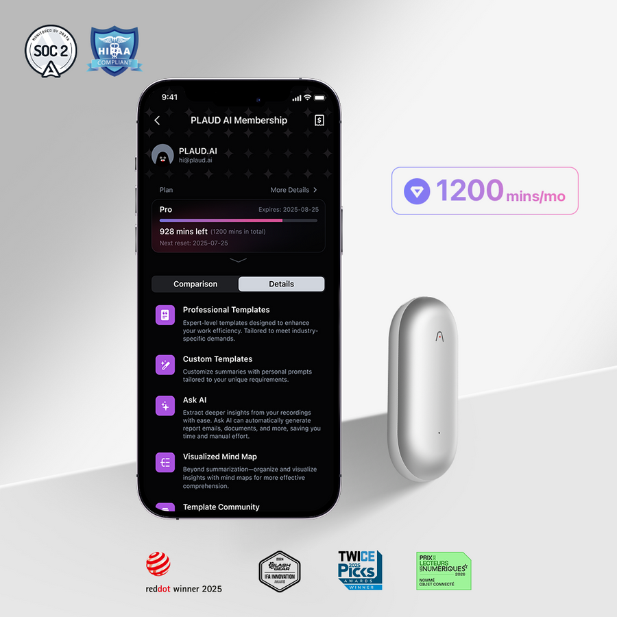 PLAUD NotePin & AI Annual Pro Plan
