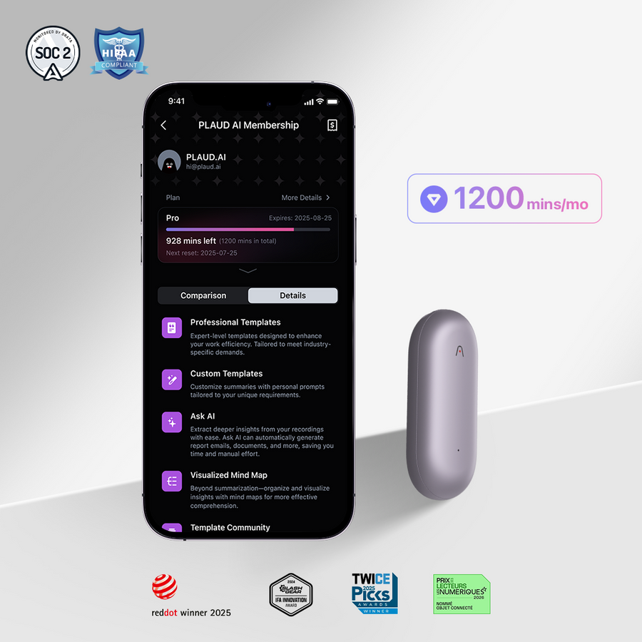 PLAUD NotePin & AI Annual Pro Plan
