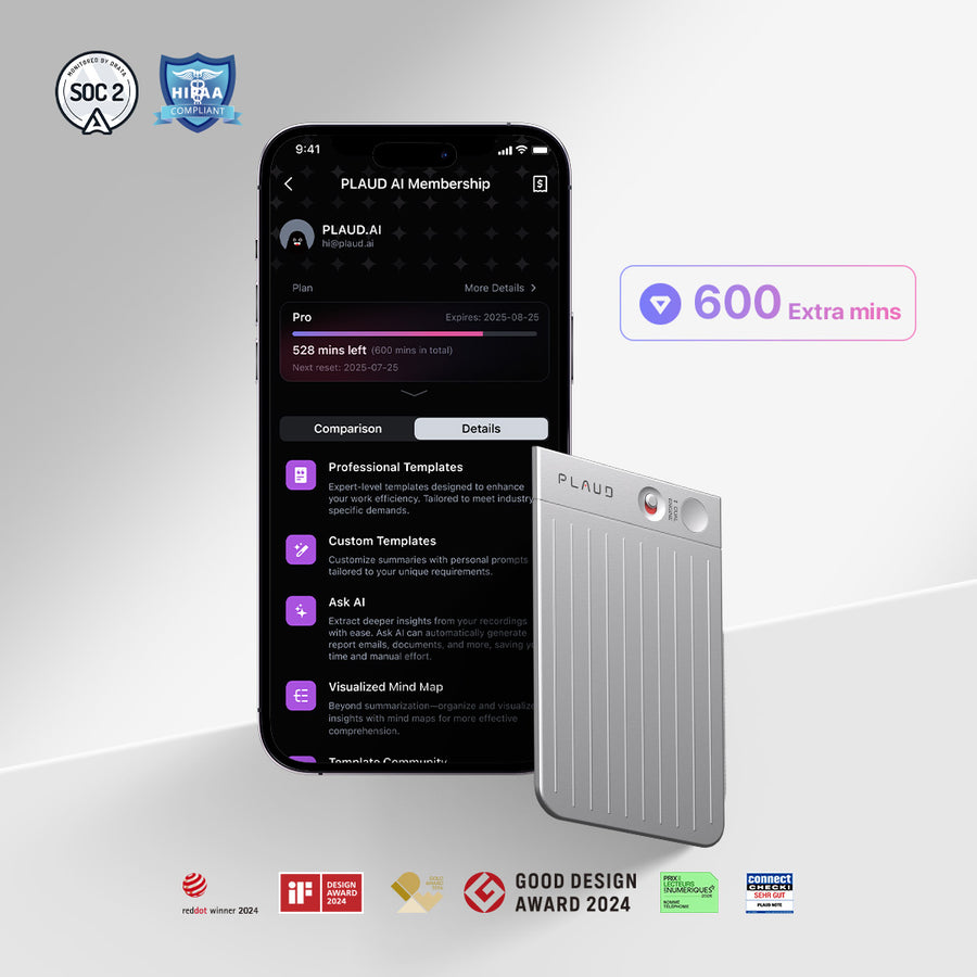 PLAUD NOTE & AI Annual Pro Plan
