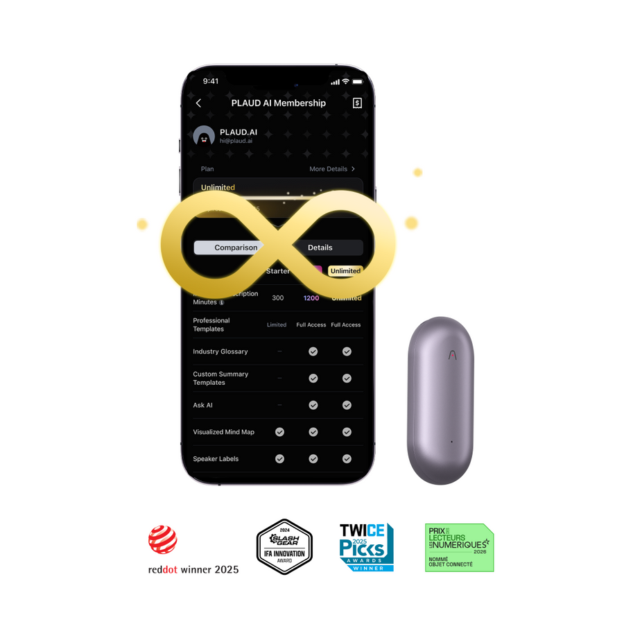 PLAUD NotePin & AI Annual Unlimited Plan
