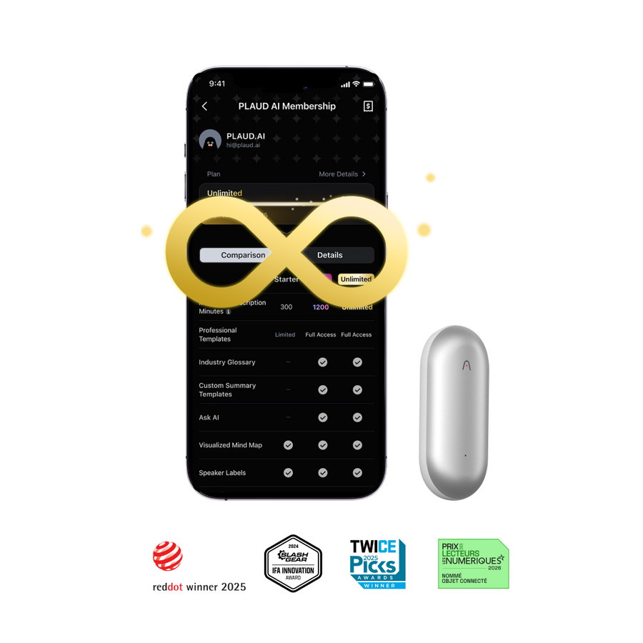 PLAUD NotePin & AI Annual Unlimited Plan
