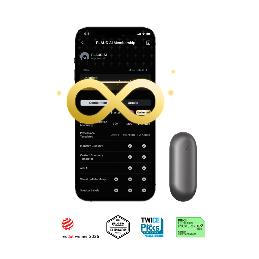 PLAUD NotePin & AI Annual Unlimited Plan
