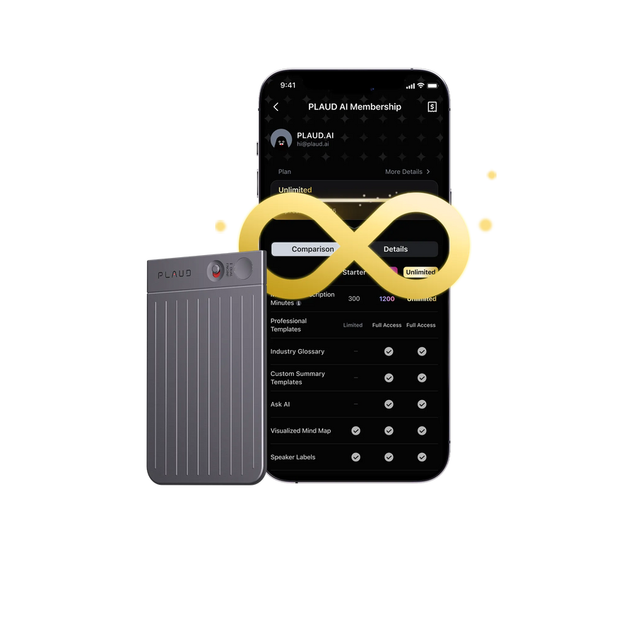 PLAUD NOTE & 2 AI Annual Unlimited Plan
