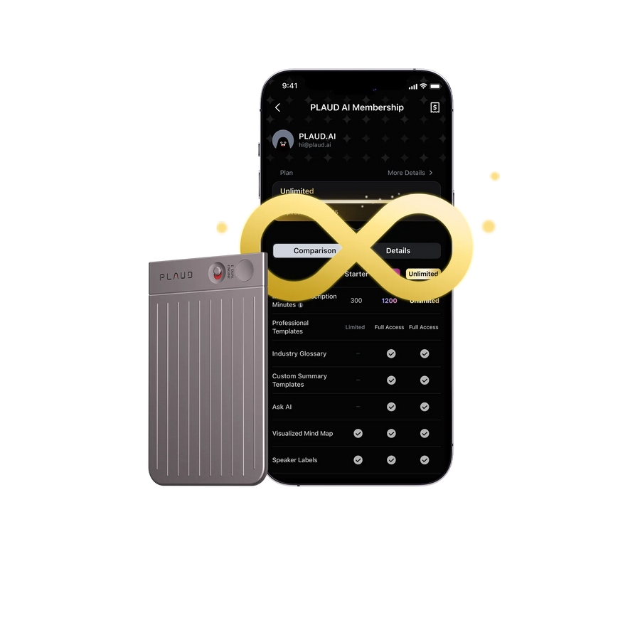 PLAUD NOTE & 2 AI Annual Unlimited Plan
