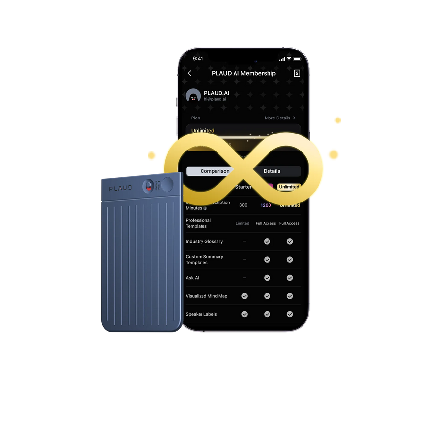 PLAUD NOTE & 2 AI Annual Unlimited Plan
