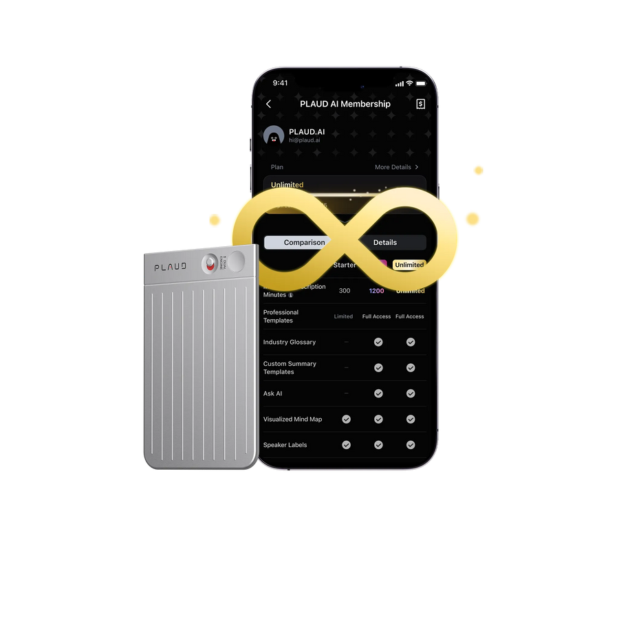 PLAUD NOTE & 2 AI Annual Unlimited Plan
