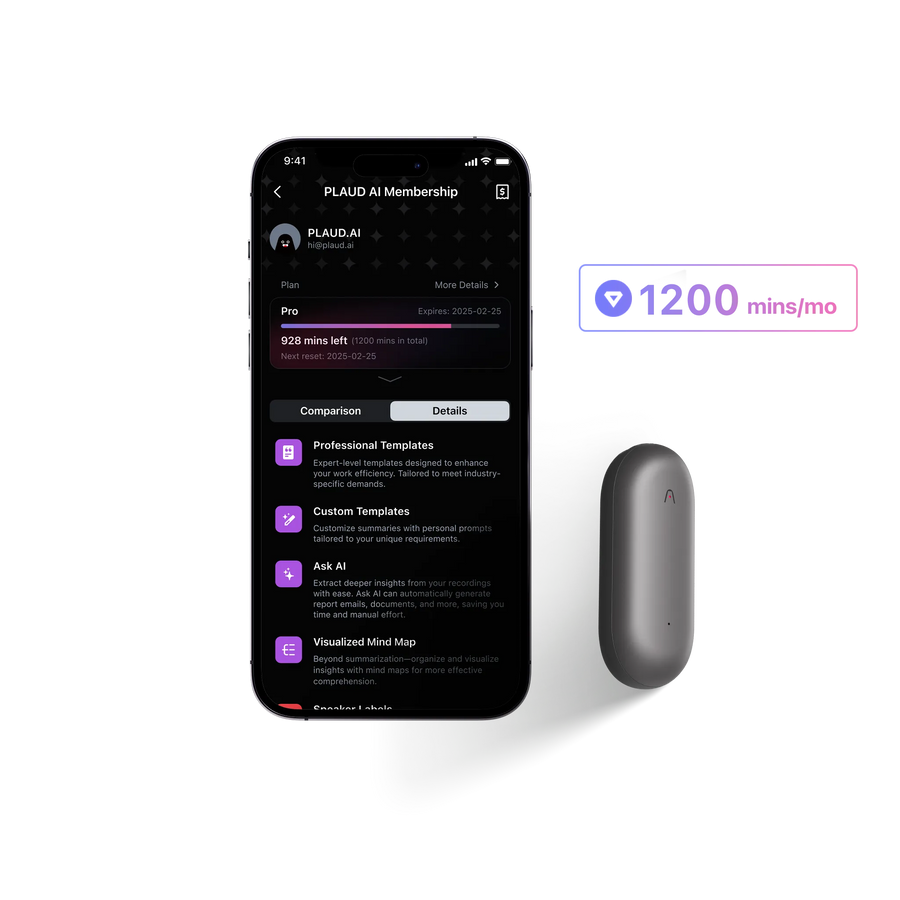 PLAUD NotePin & AI Annual Pro Plan
