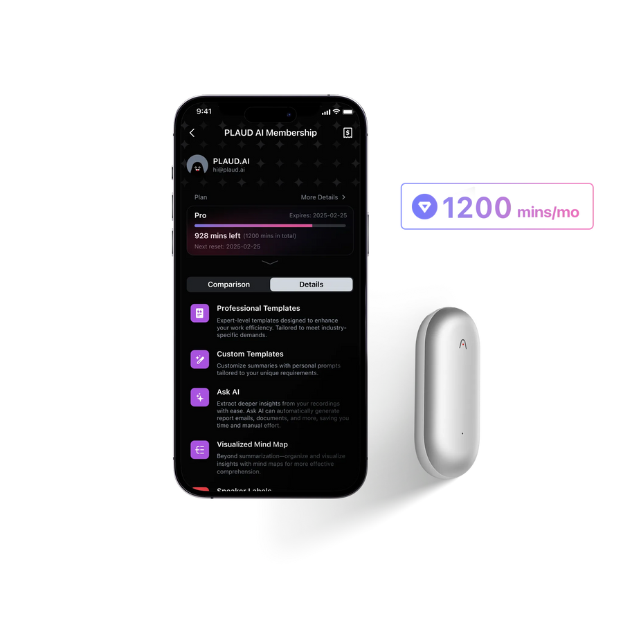PLAUD NotePin & AI Annual Pro Plan
