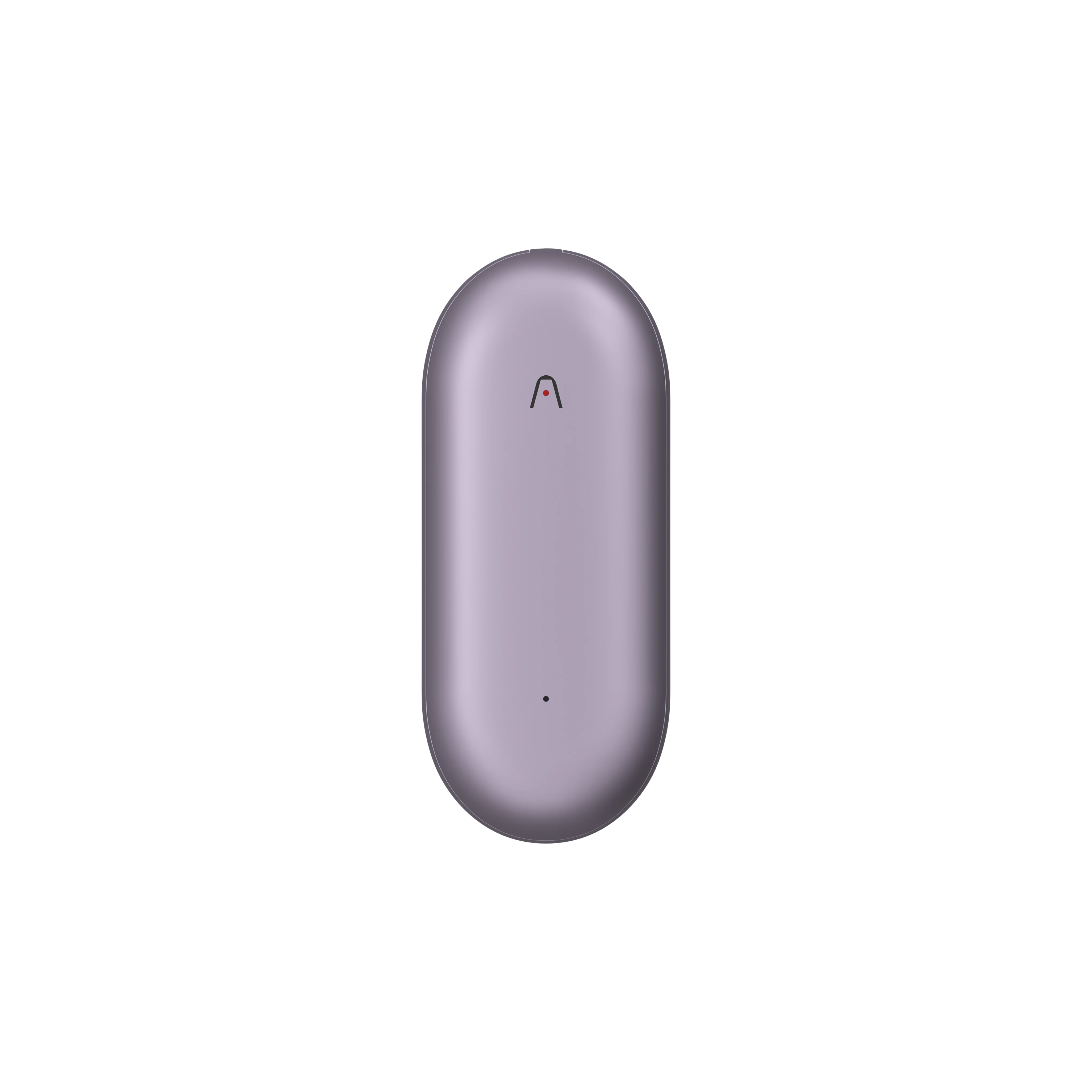 Lilac Plaud NotePin, an elongated capsule shape with a small 'A' logo.