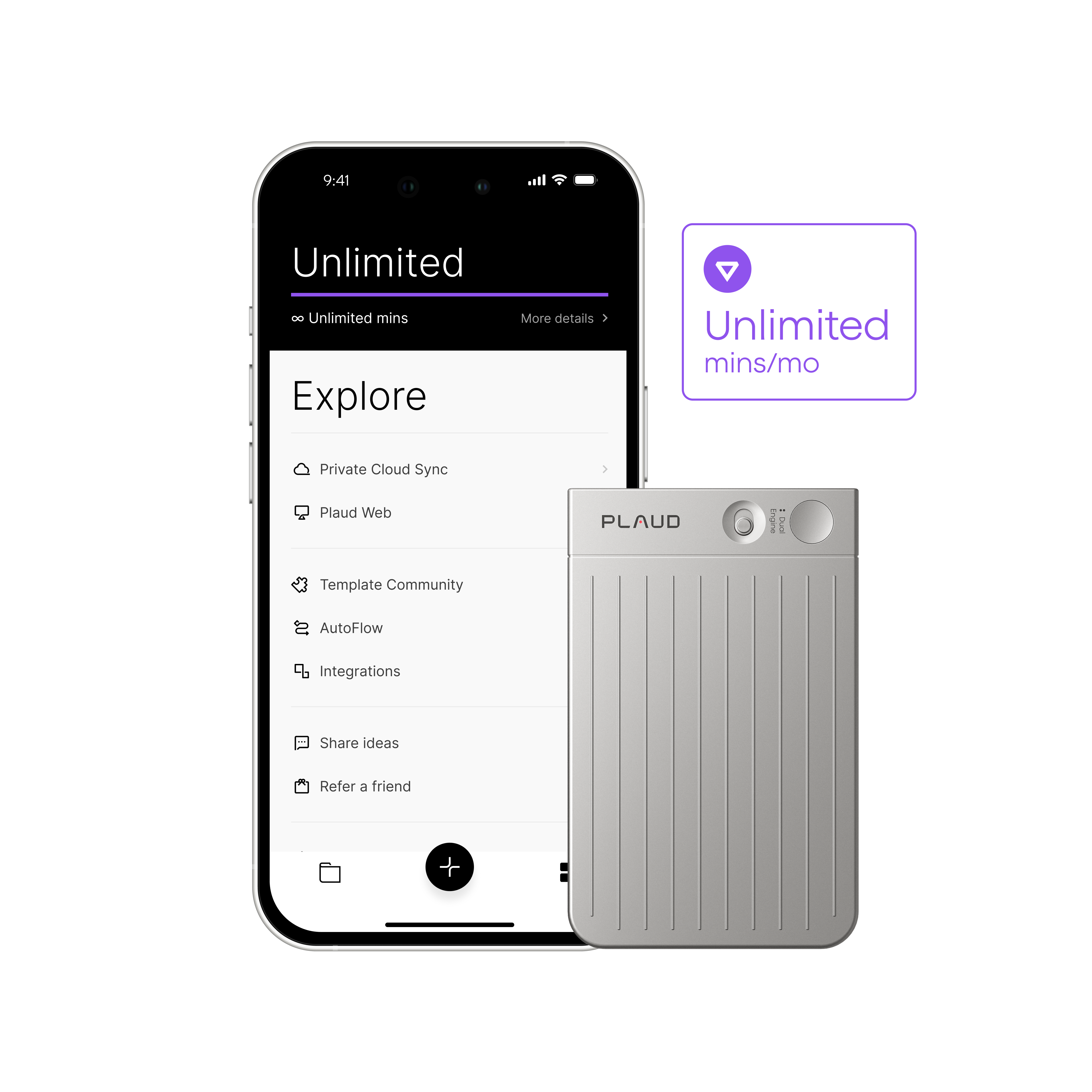 Plaud Note & AI Jaarlijks Onbeperkt Plan