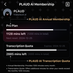 Plano Pro Anual PLAUD AI e Cota de Transcrição (6000/3000/600 minutos) 
