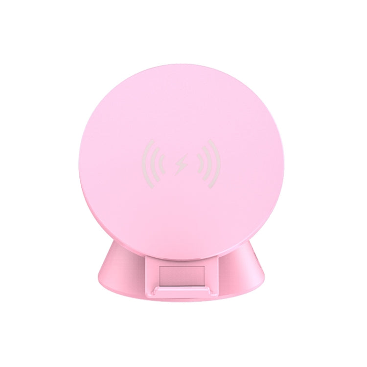 10W Multifunctional Universal Horizontal / Vertical Flash Charging Wireless Charger Bluetooth Speaker with USB Interface(Pink)