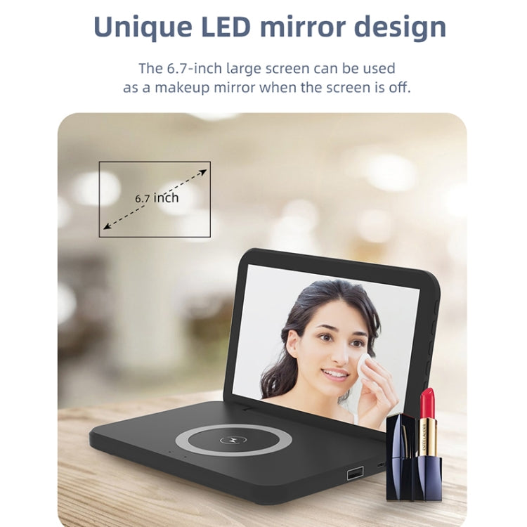 SY-118 15W Foldable Mirror Surface Perpetual Desk Calendar Clock Wireless Charger with Alarm Clock & Three-level Brightness Adjustable Function(Black)