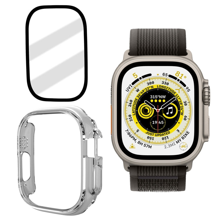 Tempered Glass Film Frosted PC Watch Case For Apple Watch Ultra 49mm / Apple Watch Ultra 2 49mm / Apple Watch Ultra 2 49mm(Transparent)