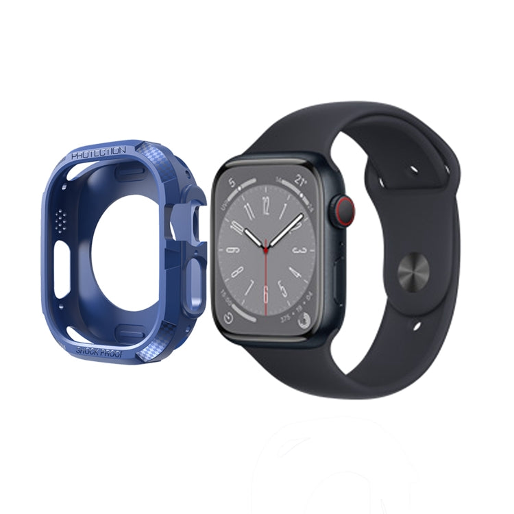 Carbon Fiber Shockproof Case For Apple Watch Series 8&7 41mm(Blue)