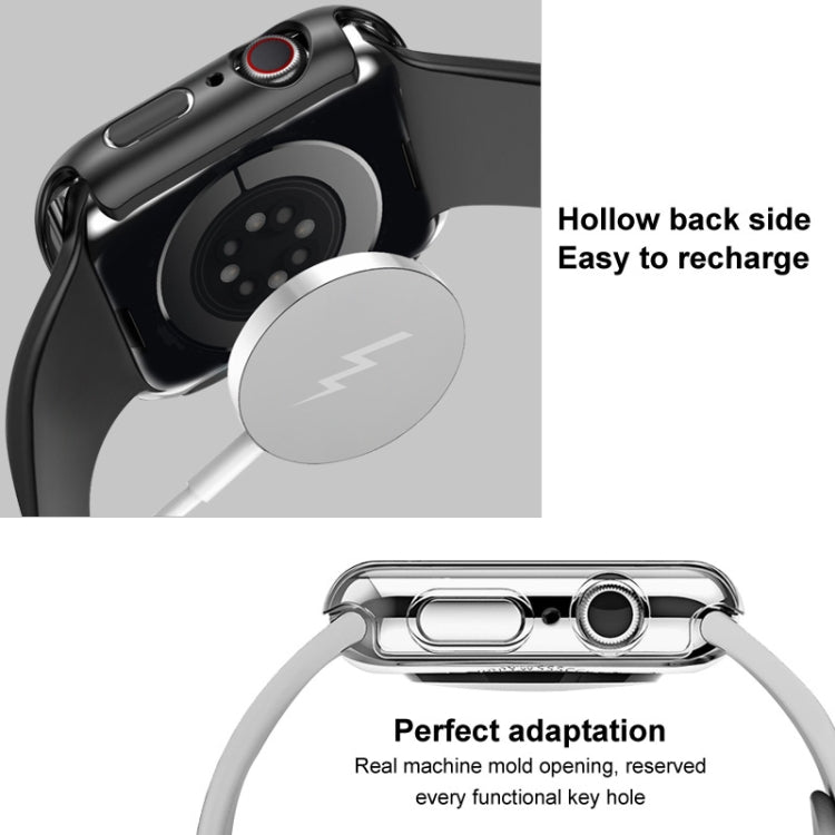 For Apple Watch SE 2023 44 mm / SE 2022 44mm imak PC Frame Case with Tempered Glass Film(Black)