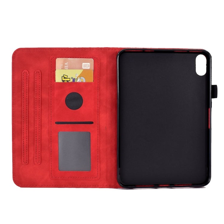 For iPad mini 6 Rhombus Embossed Leather Smart Tablet Case(Red)