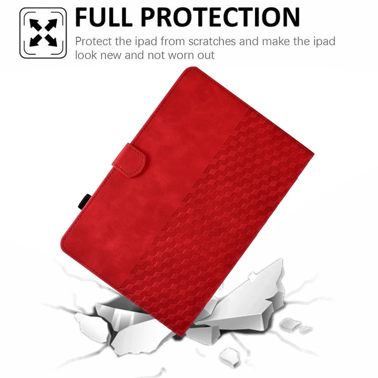 For iPad mini 6 Rhombus Embossed Leather Smart Tablet Case(Red)