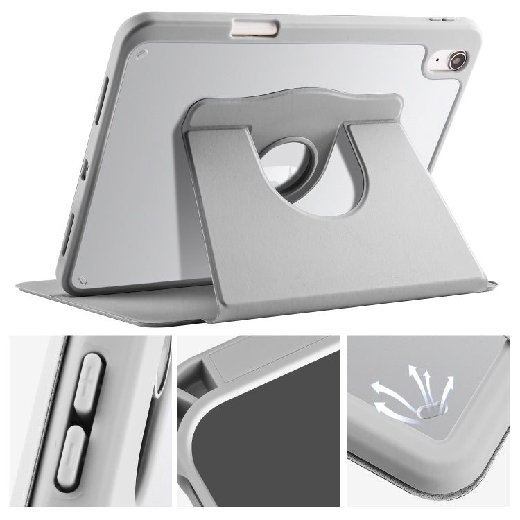 For iPad 10th Gen 10.9 2022 Acrylic 360 Degree Rotation Holder Tablet Leather Case(Fog Grey)