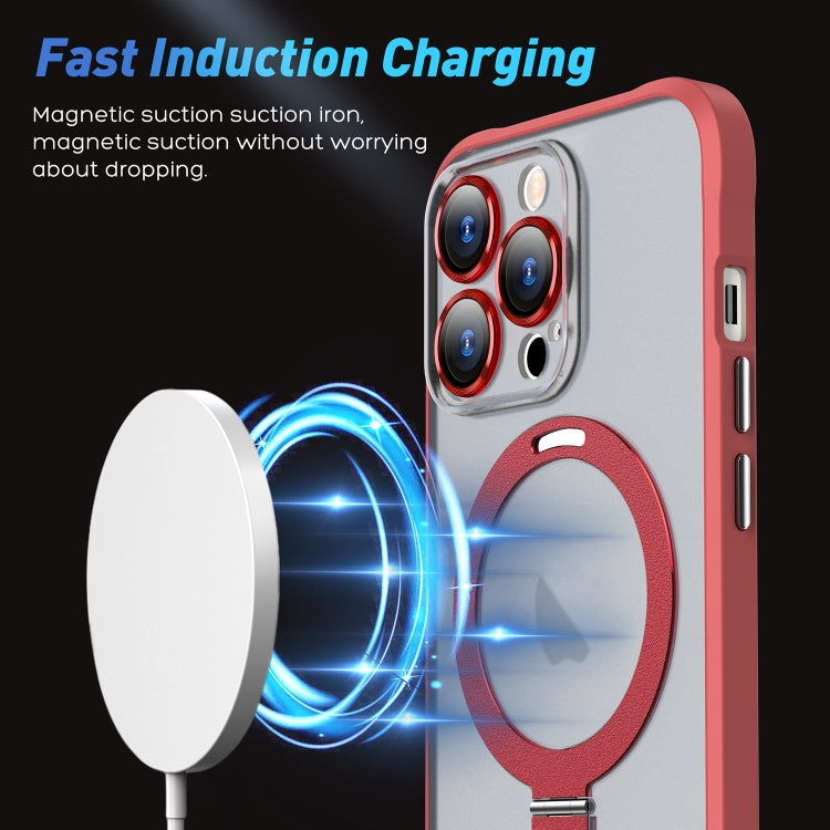 For iPhone 13 Metal Eyes Series MagSafe Magnetic Holder Phone Case(Dark Purple)