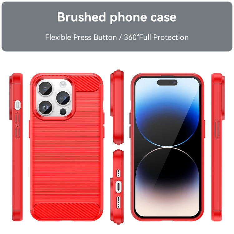 For iPhone 15 Pro Max Brushed Texture Carbon Fiber TPU Phone Case(Red)