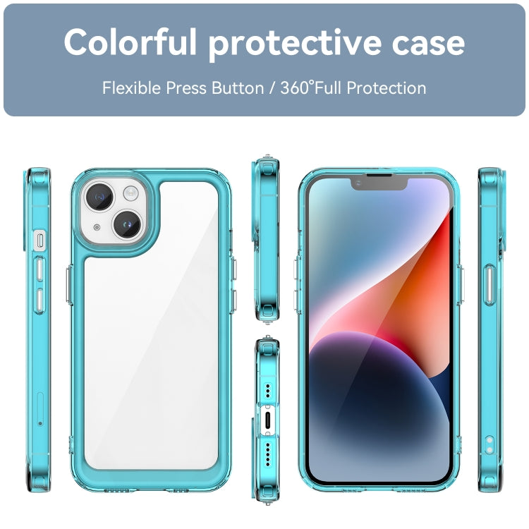 For iPhone 15 Colorful Series Acrylic + TPU Phone Case(Transparent Blue)