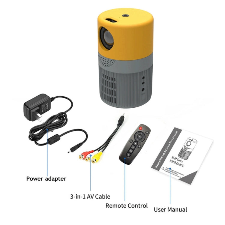 T400 3000 Lumens LED Mini Projector Support Wifi Screen Mirroring, Plug Type:US Plug(Grey Yellow)